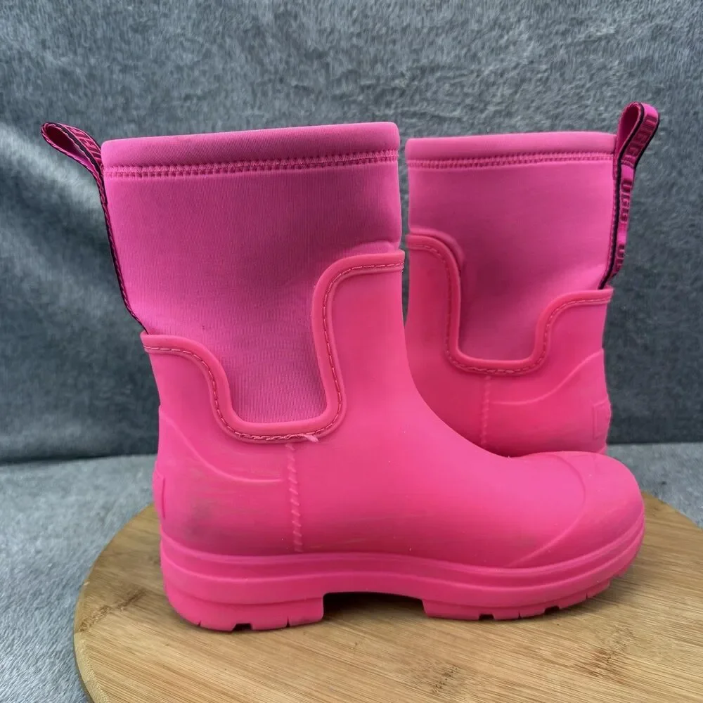 UGG Rain Boots Girls Size 3 Pink Rubber Waterproof Pull On Ankle FW1022L